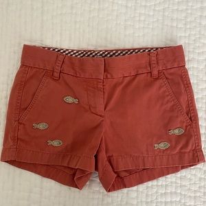 J. Crew Chino Shorts with Fish Appliqués